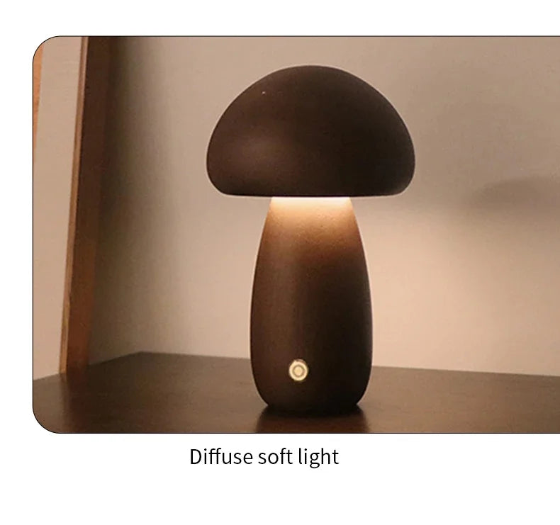 LumiShroom™ – Bordslampa i trä med touch & dimmer