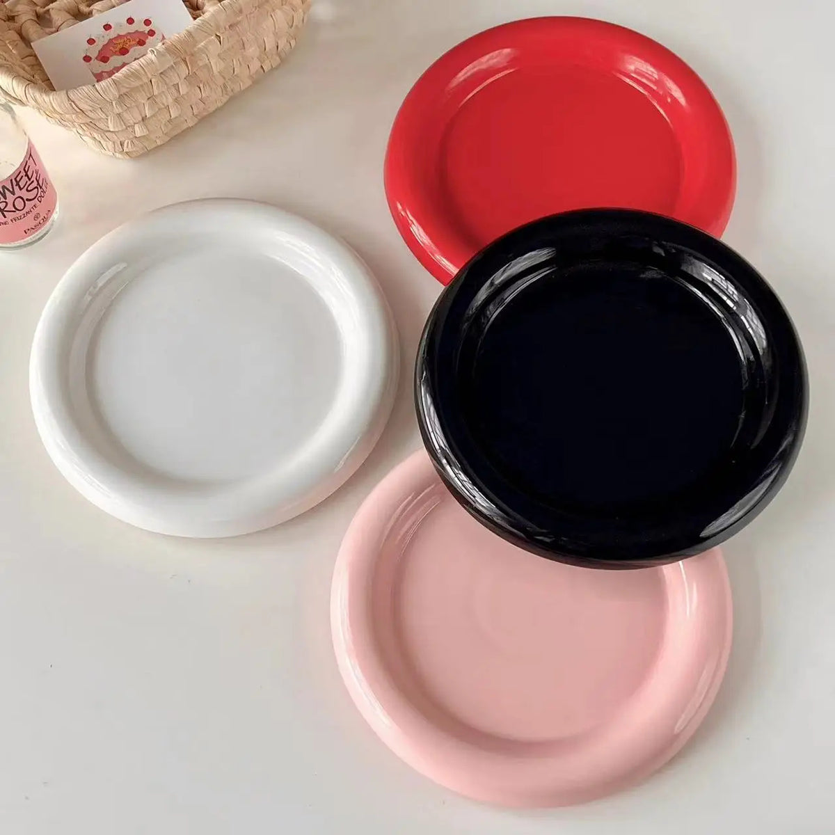 Runda keramiktallrikar med tjock kant i 2-pack – bild 5