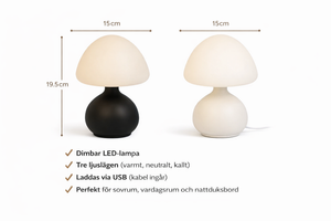 Mushroom Glow dimbar bordslampa i modern inredning