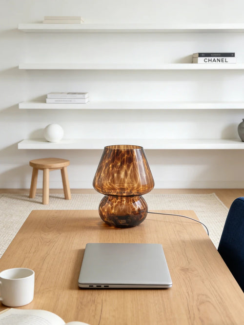 Amber Glass bordslampa med varmt stämningsljus