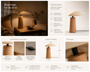 Närbild på Hikari bordslampa i trä