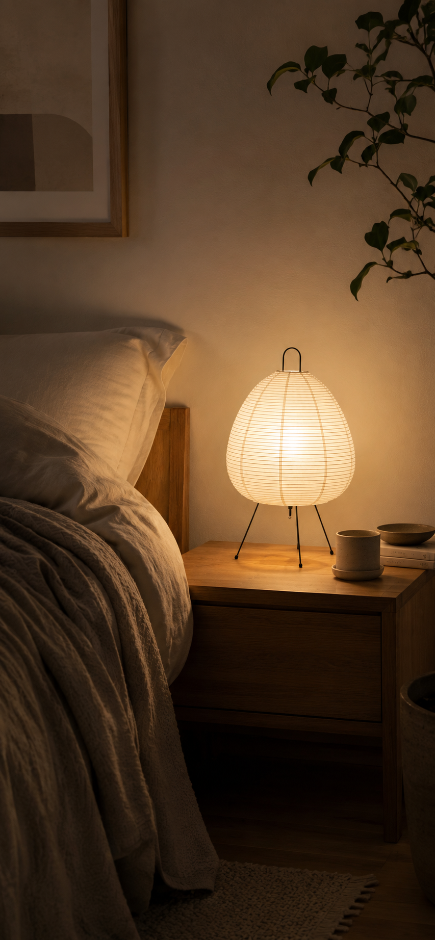 Kumo bordslampa i rispapper – detaljbild
