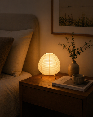Japansk rispapperslampa med mjukt ljus