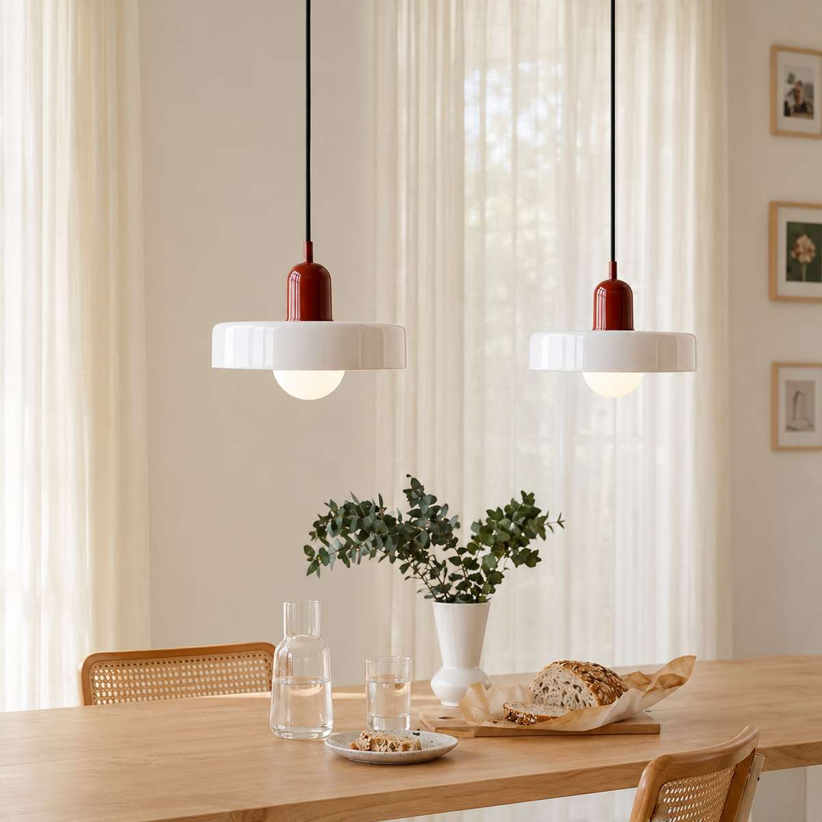 Retro Bauhaus pendellampa vid matbord