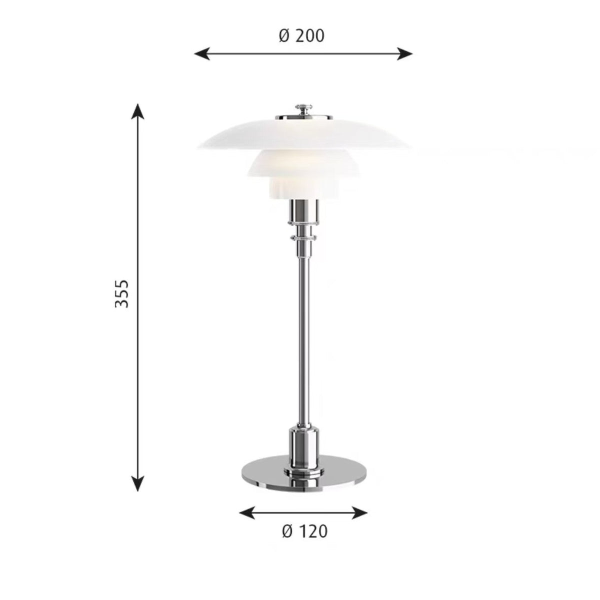 Måttbild för Liora bordslampa, kvadratisk