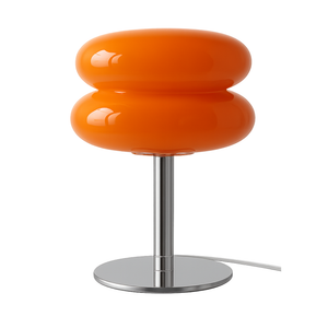 Orange Macaron bordslampa i glas med dimbar LED