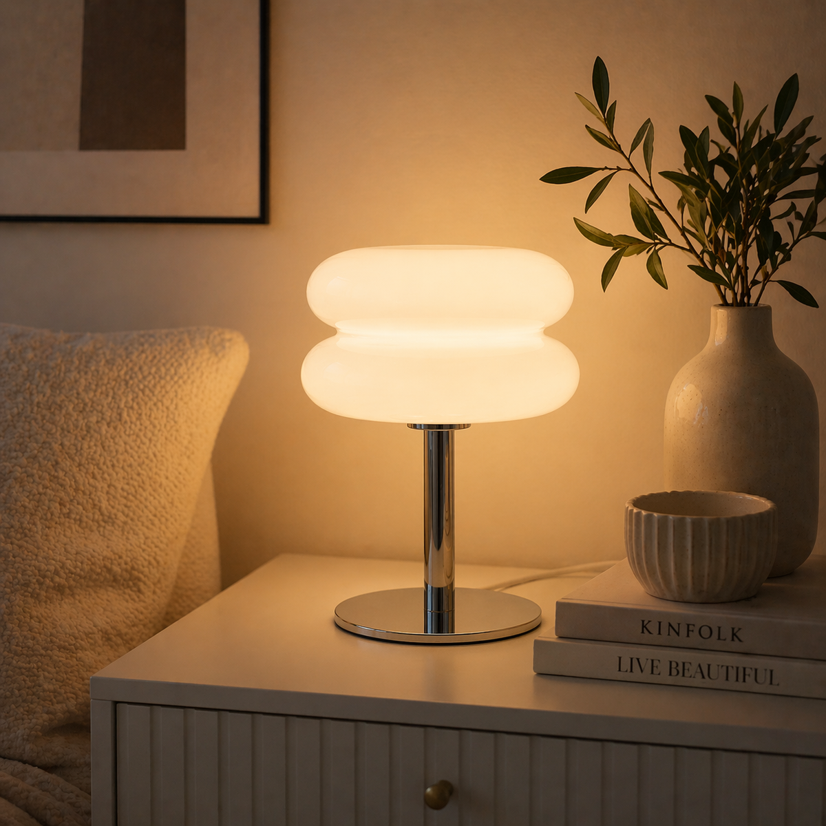 Macaron glasbordslampa i modern inredningsmiljö