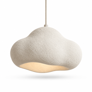 Nagi Cloud wabi sabi pendellampa och taklampa på vit bakgrund
