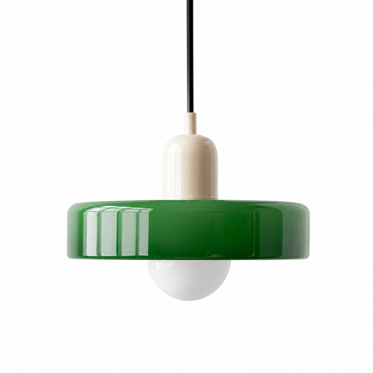 Retro Bauhaus pendellampa beige grön