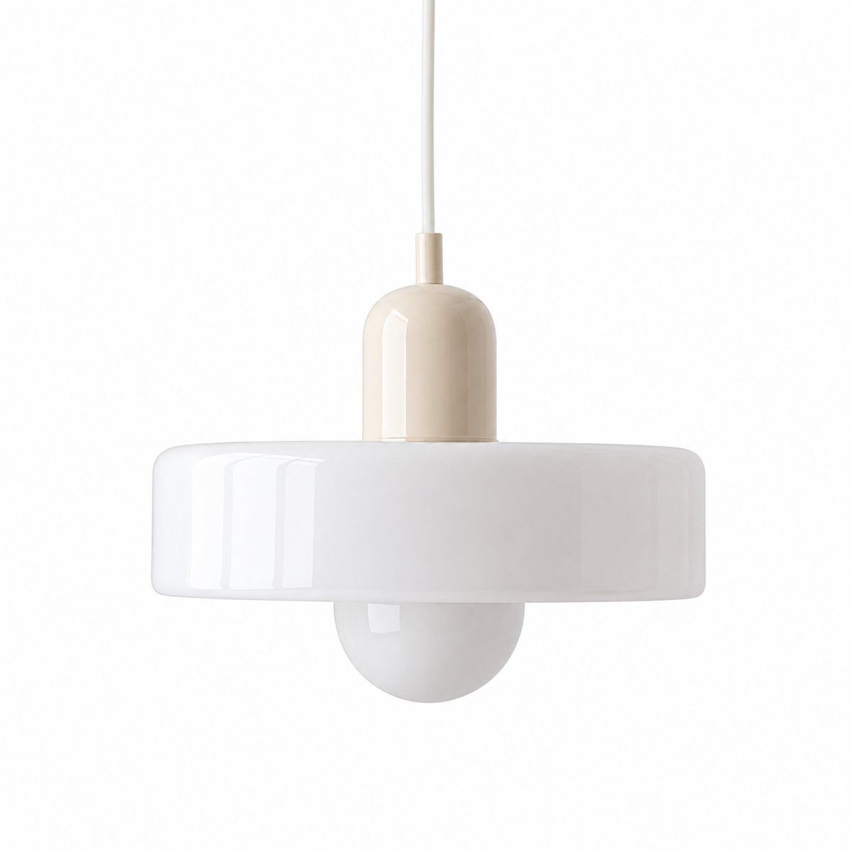 Retro Bauhaus pendellampa beige vit