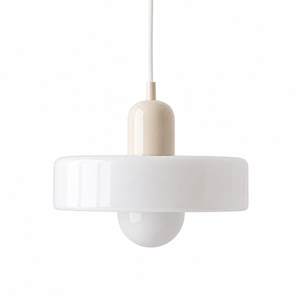Retro Bauhaus pendellampa beige vit