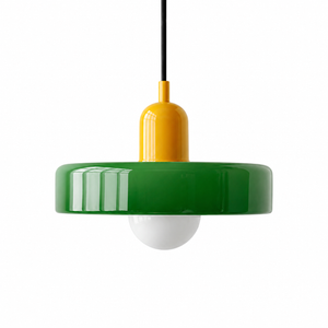 Retro Bauhaus pendellampa gul grön