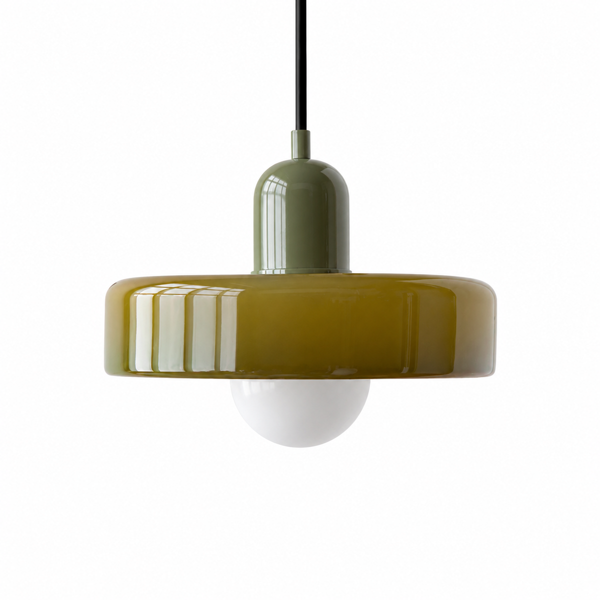 Retro Bauhaus pendellampa mörkgrön grön