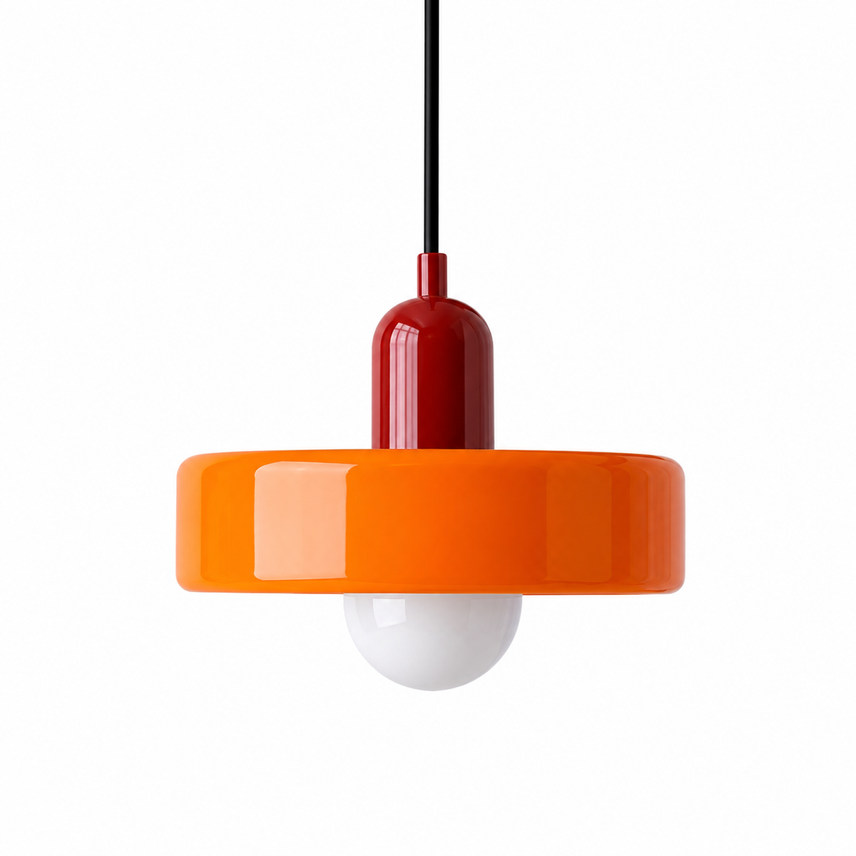 Retro Bauhaus pendellampa vinröd orange