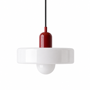Retro Bauhaus pendellampa vinröd vit