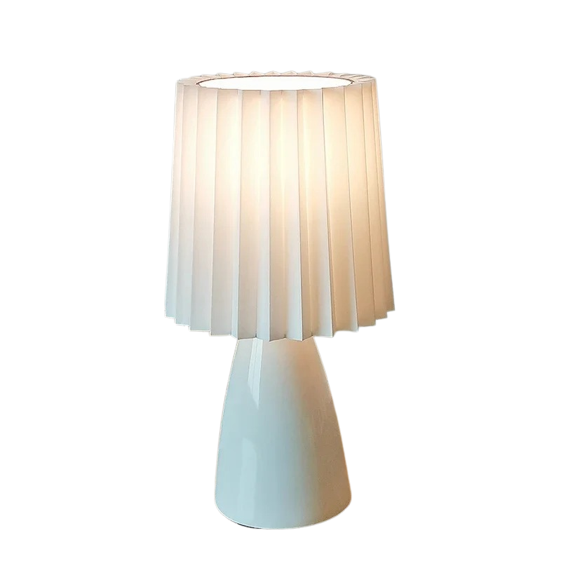 Vit Milkshake bordslampa med rund lampskärm